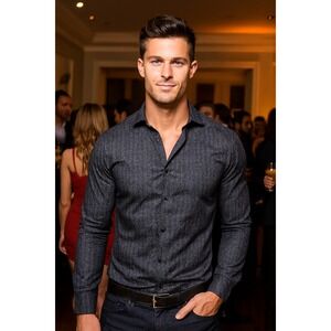 NWT $60 Society Of Threads Black Floral 4 Way Stretch Slim Fit No Iron‎ Men S